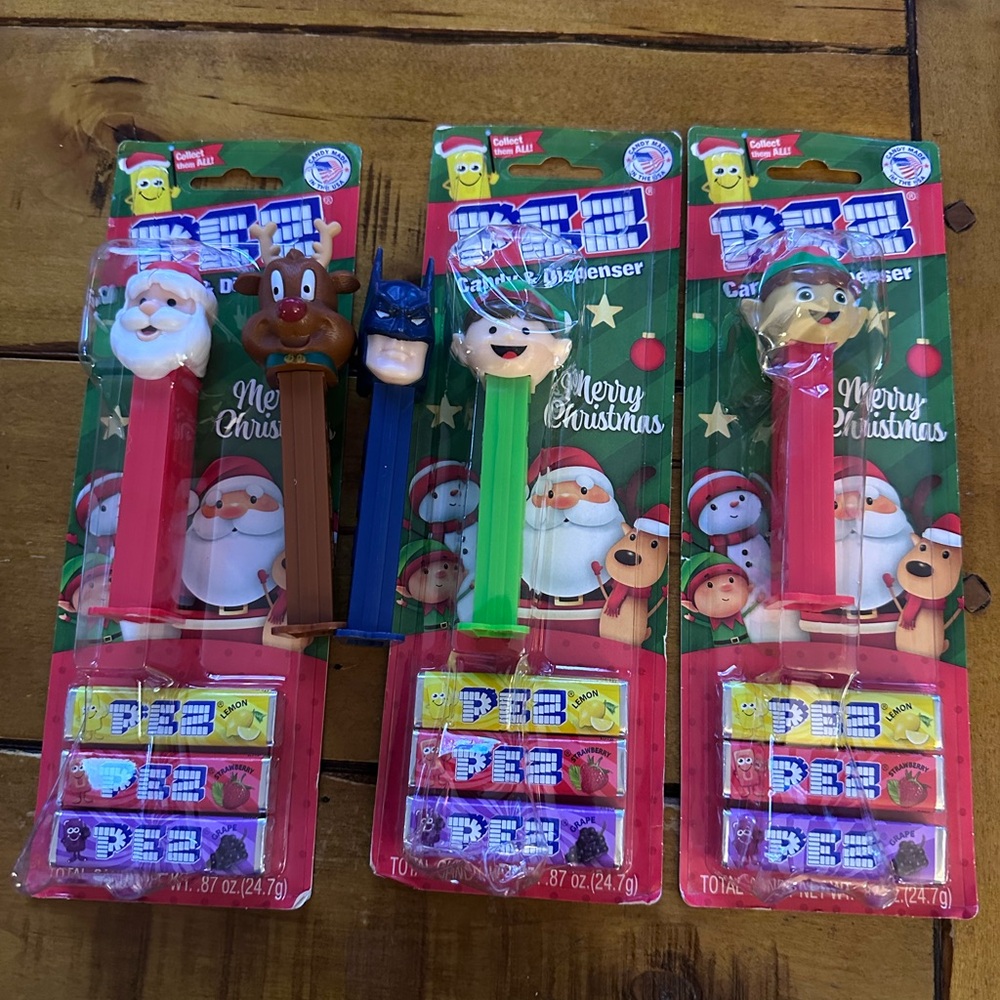 Christmas Candy Dispenser Set - Red, Brown, Blue, Green